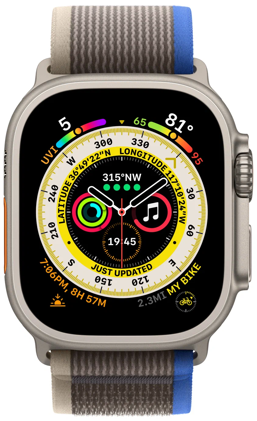 Смарт-часы Apple Watch Ultra GPS+Cellular 49mm Titanium Case with Black/Grey Trail Loop (EU) в Челябинске купить по недорогим ценам с доставкой