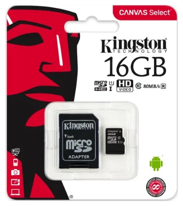 Карта памяти Kingston MicroSD 16Gb Class 10 UHS-I (80 Mb/s) с SD адаптером в Челябинске купить по недорогим ценам с доставкой