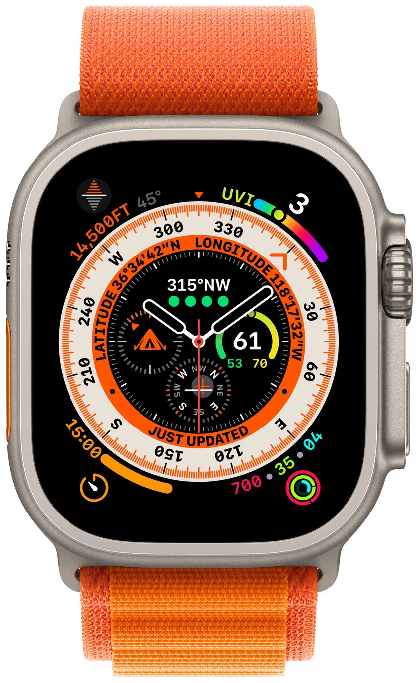 Смарт-часы Apple Watch Ultra GPS+Cellular 49mm Titanium Case with Starlight Orange Loop (EU) в Челябинске купить по недорогим ценам с доставкой