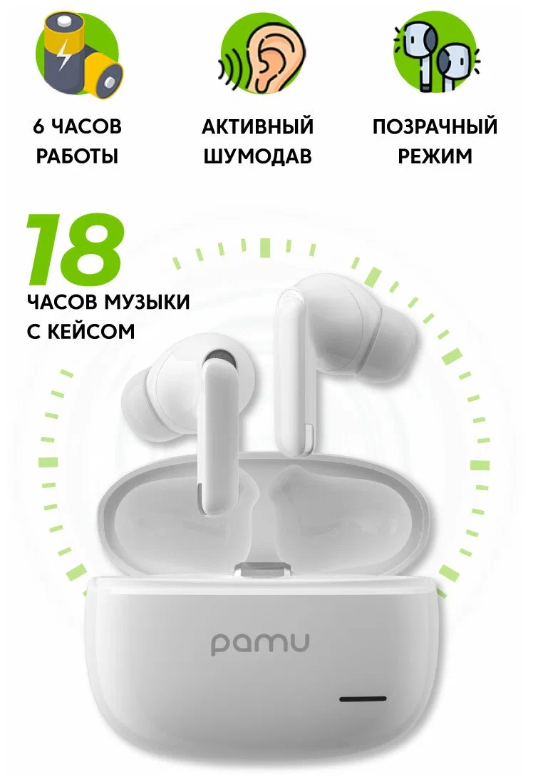 Беспроводные наушники Padmate PaMu S29 Белый в Челябинске купить по недорогим ценам с доставкой